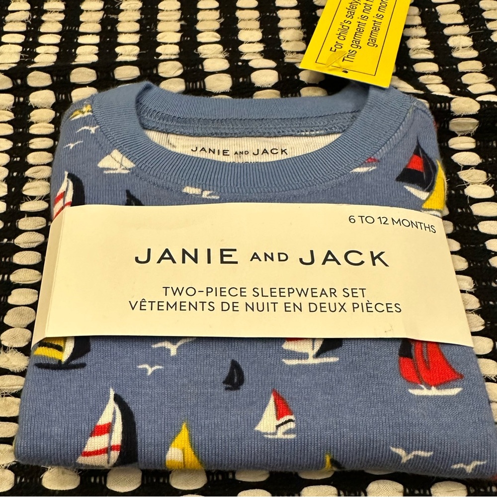 JANIE and JACK SAILBOAT TWO PIECE SET SHORT SLEEVE AND PANT PAJAMAS